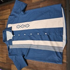 Men's Blue and White Shirt